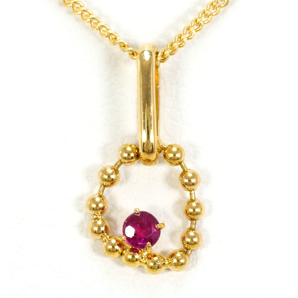 VINTAGE 18k Gold Ruby Necklace